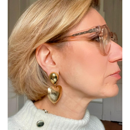 LOVE coeur doré, Cabochon goutte - Francine BRAMLI Paris