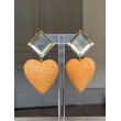 COEUR Galuchat ambre, Cabochon miroir - Francine BRAMLI Paris