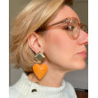 COEUR Galuchat ambre, Cabochon miroir - Francine BRAMLI Paris