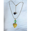 AMORE coeur Galuchat & Cristal vert - Francine BRAMLI Paris Collier