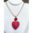 AMORE coeur Galuchat rouge & cristal - Francine BRAMLI Paris Collier