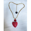 AMORE coeur Galuchat rouge & cristal - Francine BRAMLI Paris Collier