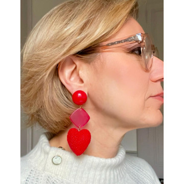 COEUR Galuchat rouge - Francine BRAMLI Paris