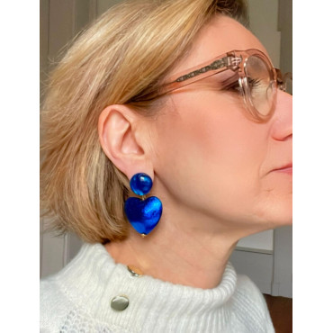 COEUR bleu, feuille d'or teintée - Francine BRAMLI Paris