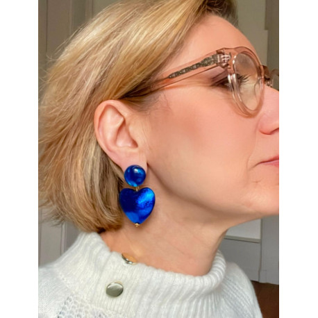 COEUR bleu, feuille d'or teintée - Francine BRAMLI Paris