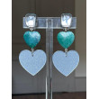 COEUR nacre turquoise & gris pailleté - Francine BRAMLI Paris