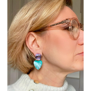 COEUR nacre turquoise - Francine BRAMLI Paris