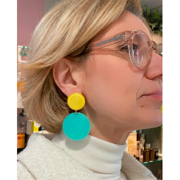 CARLA Turquoise & jaune - Francine BRAMLI Paris Bijoux