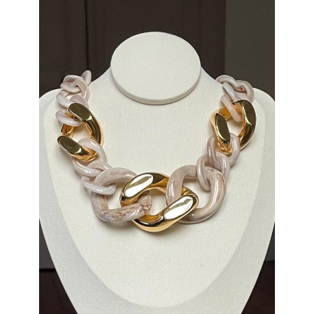 KEN Maillons Beige & doré - FRANCINE BRAMLI Paris collier