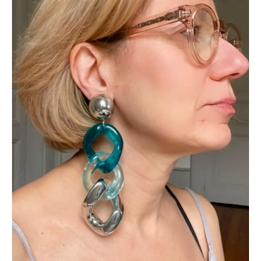 KARINA Maillons bleus & argent - Francine BRAMLI Paris