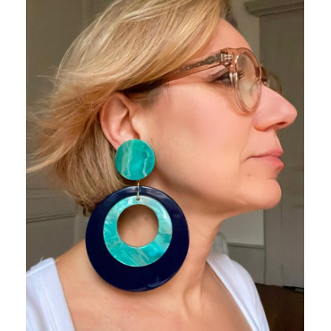 CLOE double bleue et turquoise - Francine BRAMLI Paris