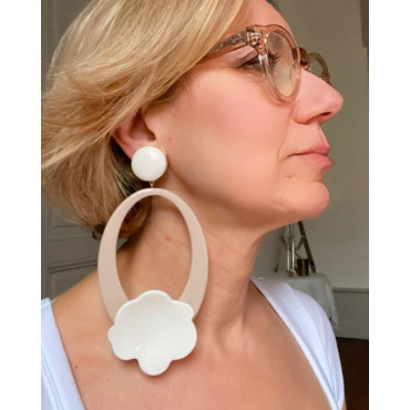 AZALEE beige & fleur ivoire - Francine BRAMLI Paris