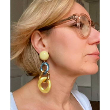 KEREN Maillons Bleu, doré, jaune - Francine BRAMLI Paris