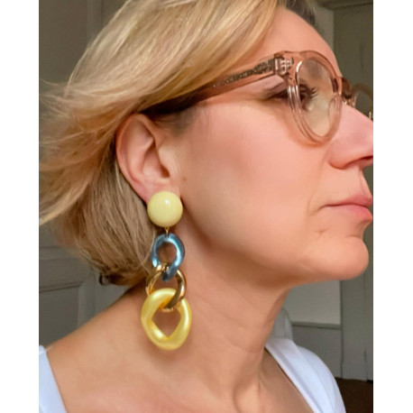 KEREN Maillons Bleu, doré, jaune - Francine BRAMLI Paris