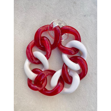 Bracelet TONY Maillons rouge/blanc  - FRANCINE BRAMLI PARIS