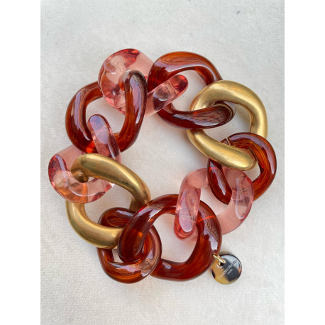Bracelet TONY Maillons brun/doré - FRANCINE BRAMLI Paris