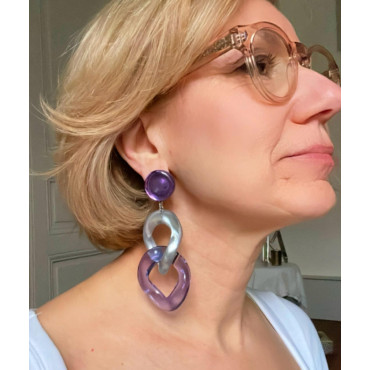 KARINE maillons violet/argenté - Francine BRAMLI Paris