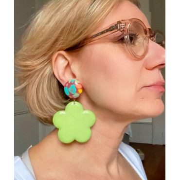 CAPUCINE Verte Cabochon multicolore - Francine BRAMLI Paris