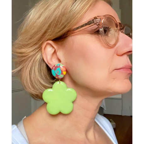 CAPUCINE Verte Cabochon multicolore - Francine BRAMLI Paris
